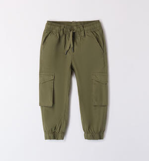 Boys' cargo trousers in cotton GREEN