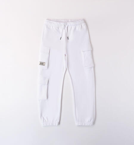 Unisex children's cargo trousers WHITE