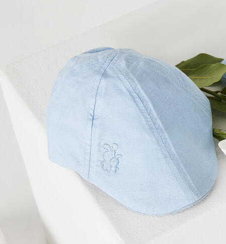 Linen cap for newborn baby LIGHT BLUE