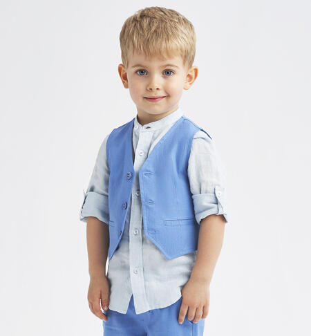 Boys' elegant waistcoat in a linen blend BLUE