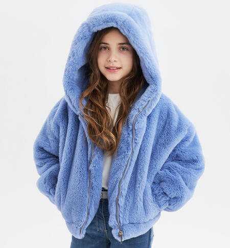 Girls' warm fabric jacket BLUE