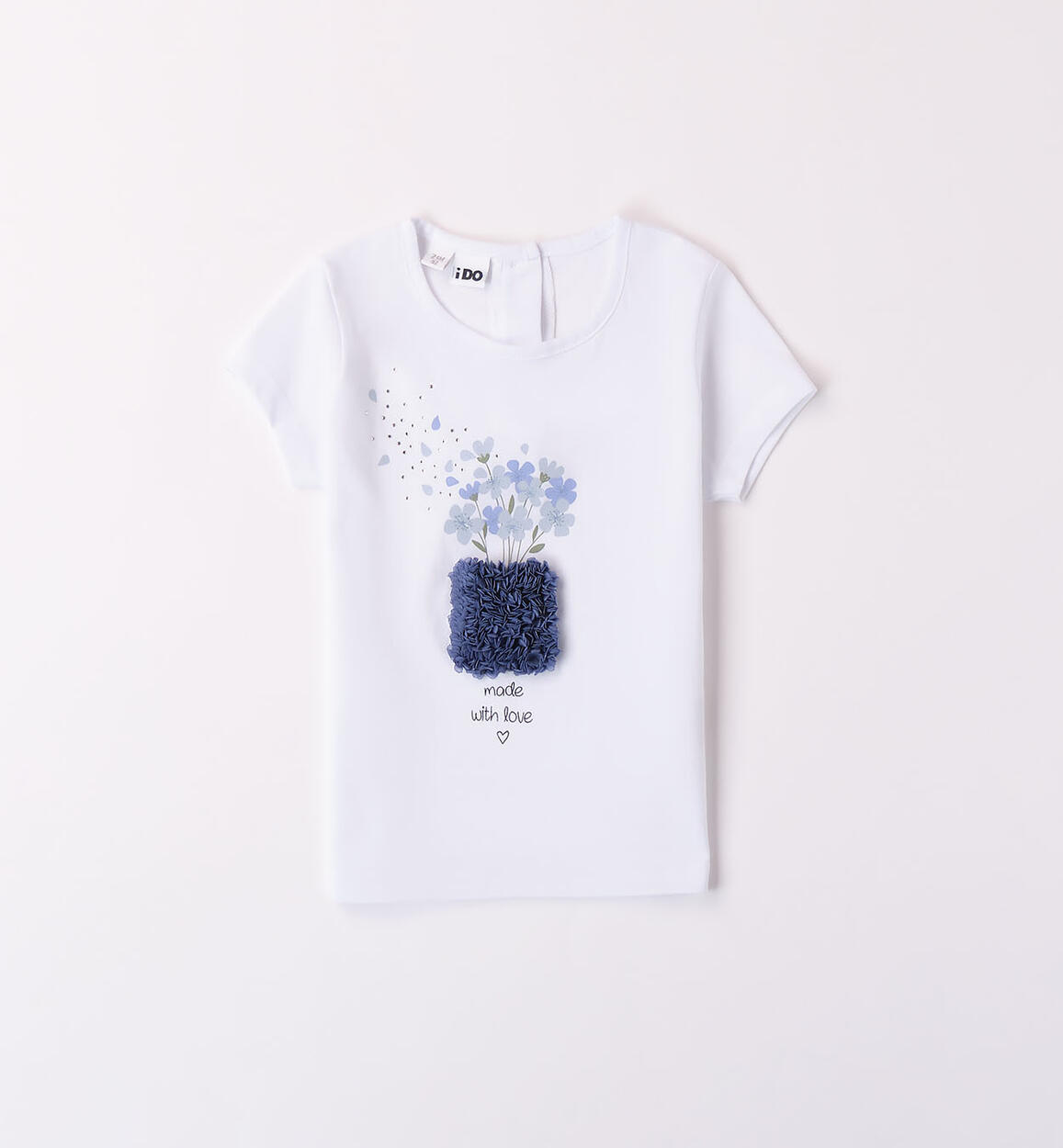 Icon completo bambina T-shirt e shorts con strass bianco beige main image 0