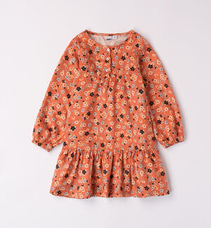 Girls' dress with small flowers ORANGE