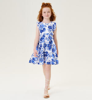 Girl's dress with blue flowers