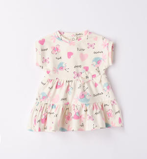 Patterned fleece dress for baby girl