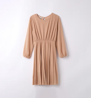 Pleated dress for girl BEIGE