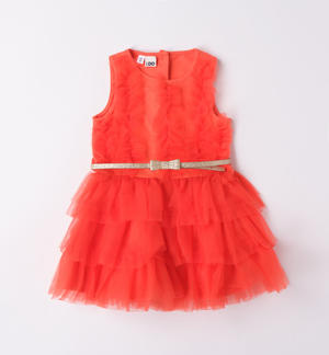 Girl's sleeveless dress in tulle RED