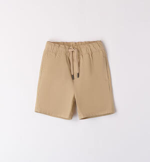 Boys' cotton Bermuda shorts BEIGE
