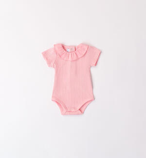 Baby girls' ribbed bodysuit PINK