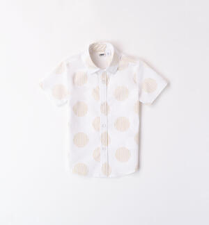 Boys' polka dot shirt WHITE
