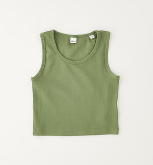 Girls' ribbed vest top GREEN