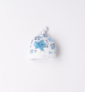 Cappellino cuffia neonato varie fantasie AZZURRO