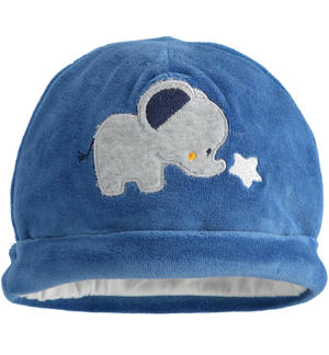 Cappellino neonato in ciniglia BLU