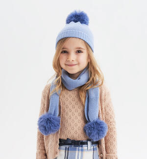 Cappello bambina con pompon BLU