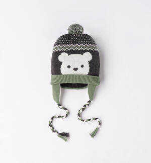 Baby hat with teddy bear GREEN