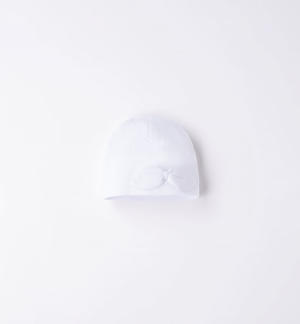 Cappello cuffia neonata con fiocco
