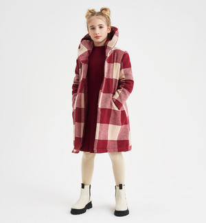 Check patterned girl coat