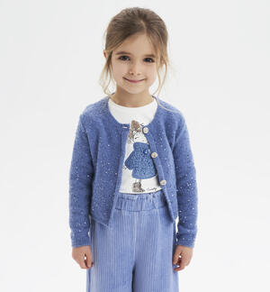 Cardigan bambina con paillettes BLU