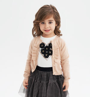 Cardigan bambina con ruches BEIGE