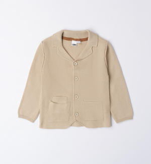 Boy's 100% tricot cardigan BEIGE