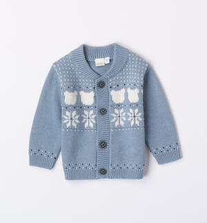 Cardigan bimbo con ricami a intarsio AZZURRO