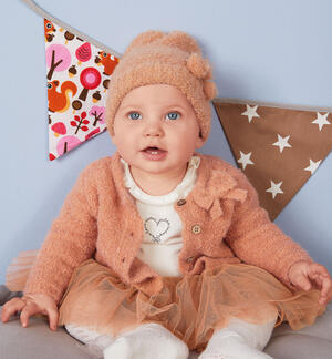 Girls' cardigan with bow BROWN