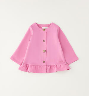 Cardigan per neonata con ruchese ROSA