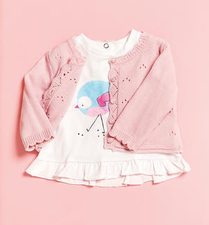 Cardigan traforato neonata ROSA