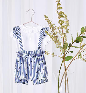 Baby girl outfit with dungarees BLUE