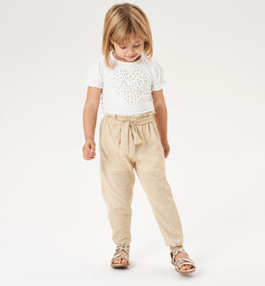 Completo bambina con cuore PANNA