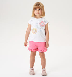 Completo bambina t-shirt e shorts con ruches