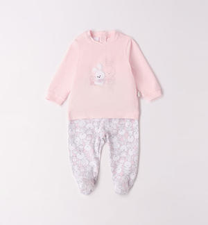 Newborn hospital outfit with bunny motif PINK