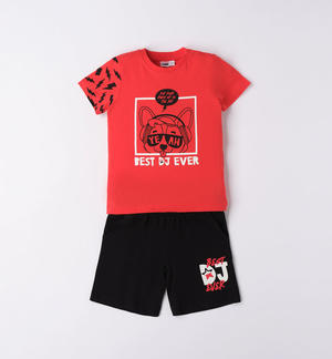 Boy's summer puppy outfit RED