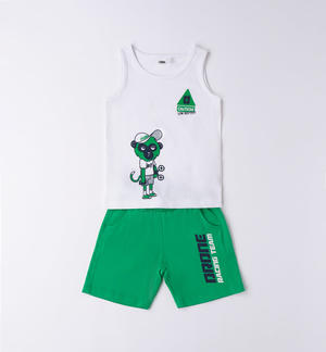 Boy's summer outfit in a variety of prints GREEN