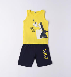 Boy's summer outfit in a variety of prints YELLOW