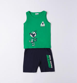 Boy's summer outfit in a variety of prints GREEN