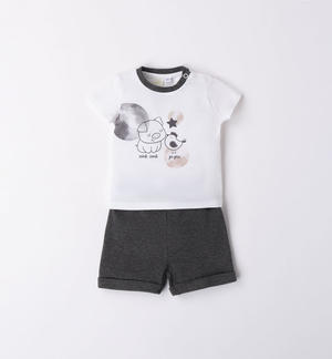 Completo neonato t-shirt e short waffle