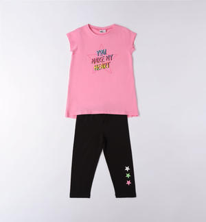 Completo ragazza con leggings ROSA