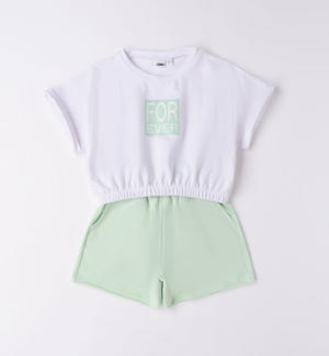 Completo ragazza t-shirt e shorts BIANCO