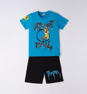 Boy's basketball themed outfit LIGHT BLUE