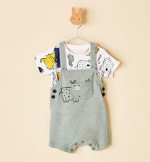 100% cotton T-shirt and overalls set