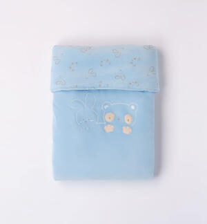 Cot blanket with small animal print LIGHT BLUE