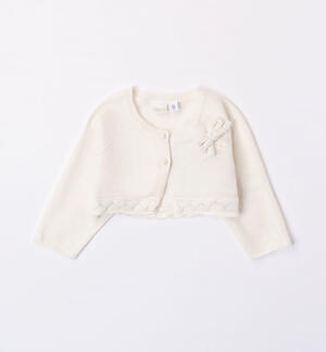 Elegante cardigan bimba con fiocco