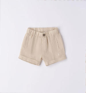 Elegante pantalone corto neonato in lino BEIGE