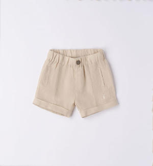 Elegant shorts for baby boy in linen BEIGE