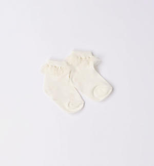 Eleganti calzine neonata con ruches PANNA