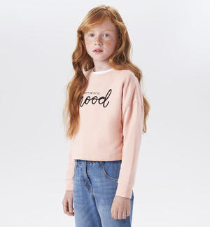 Girl's sweatshirt with embroidery PINK