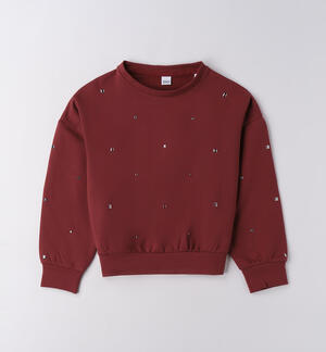 Felpa ragazza con strass ROSSO