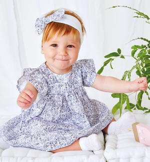 Fresco abito neonata 100% cotone varie fantasie AZZURRO