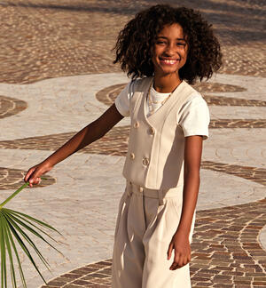 Girls' smart waistcoat BEIGE